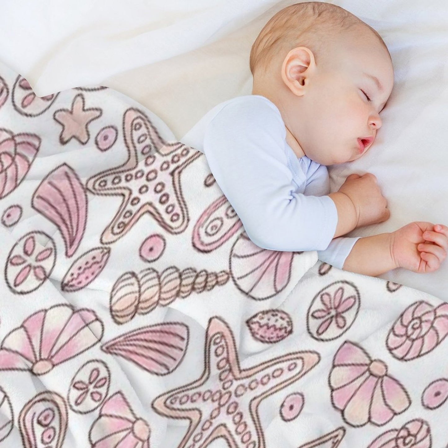 Millennial Pink Seashells Quick-dry Throw Blanket