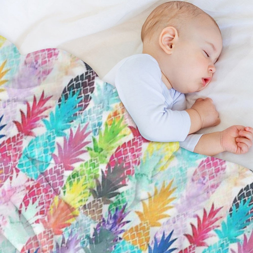 Hawaiian Pineapple Pattern Tropical Watercolor Multi-functional Throw Blanket