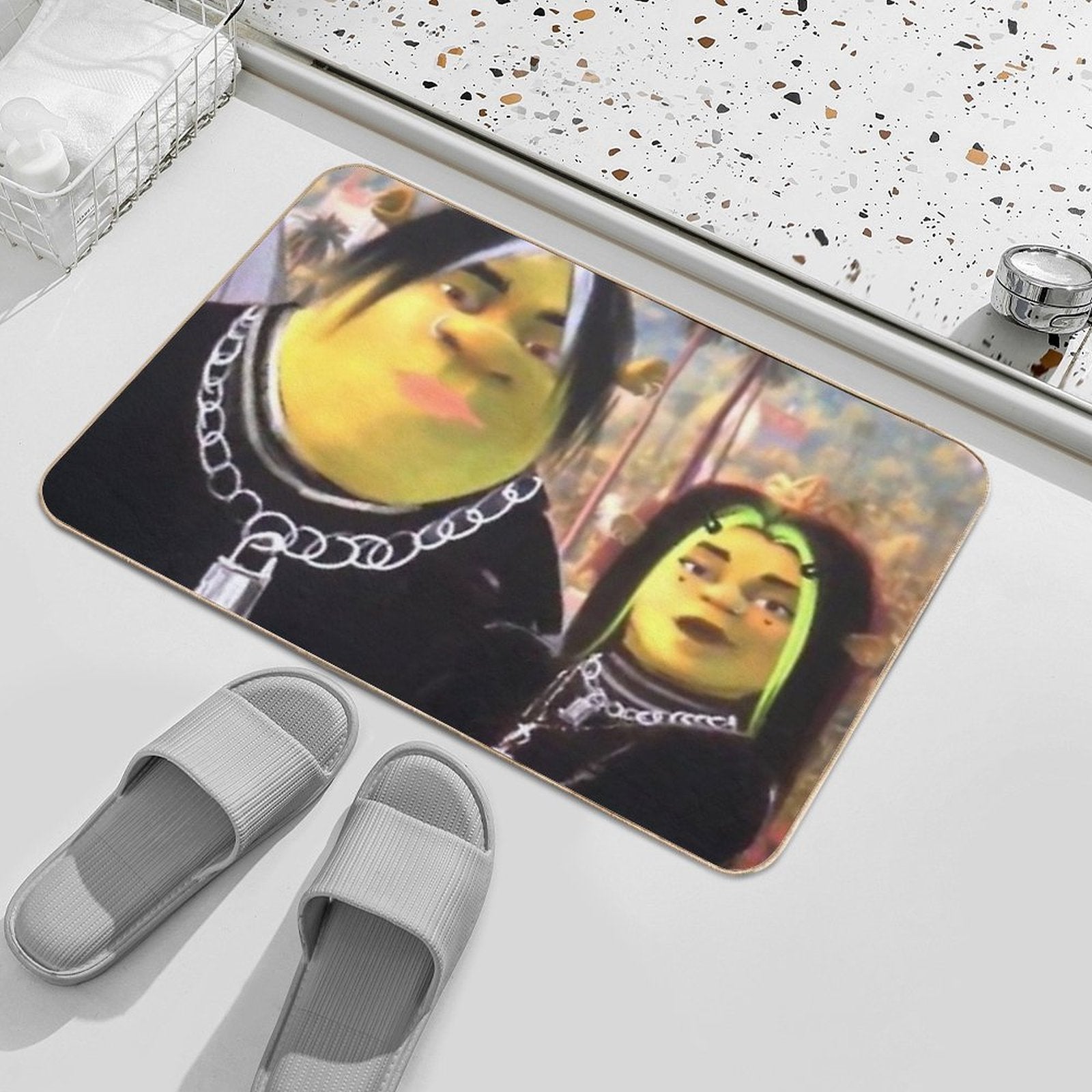Eboy Shrek And Egirl Fiona  Non-Slip Bath Mat
