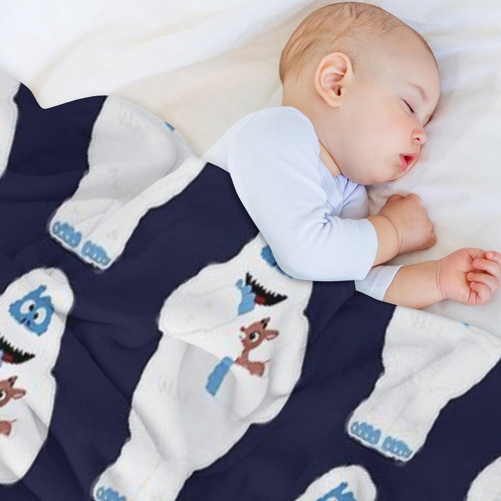 Classic Christmas Abominable Snowman with Rudolph © GraphicLoveShop Eco-conscious Throw Blanket