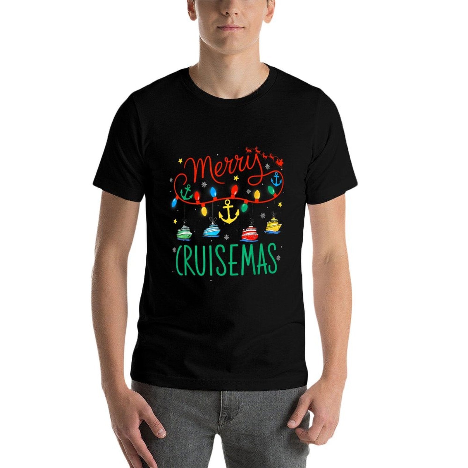 Funny Christmas Family Cruisin Cruise Lover Merry Cruisemas  Oversized Silhouette T-Shirt