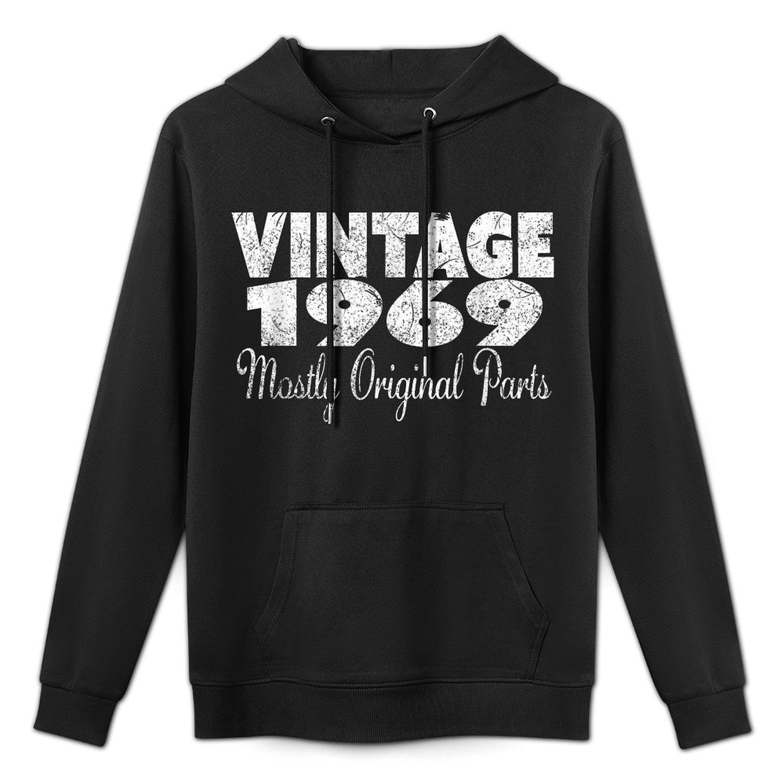 Vintage 1969 Mostly Original Parts Distressed 50th Birthday Kangaroo Pocket Hoodie