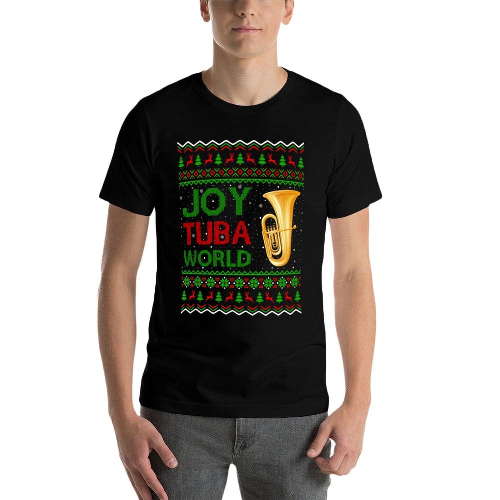 Joy Tuba World Music Lover Xmas Gift Ugly Tuba Christmas Sweatshirt  Relaxed-fit T-Shirt