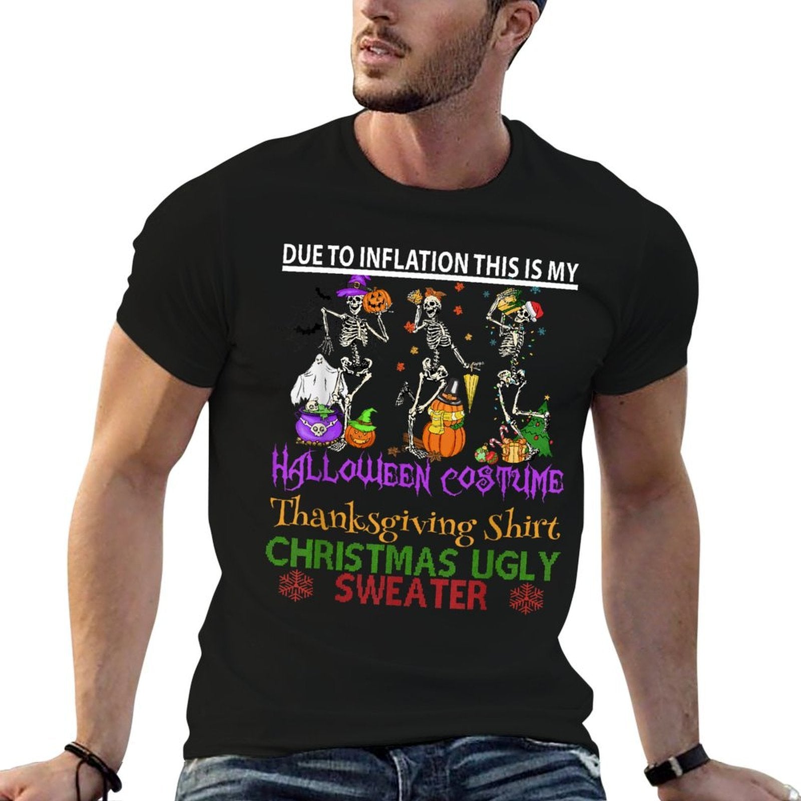 Due to Inflation This Is My Halloween Thanksgiving Christmas  Vintage-inspired T-Shirt