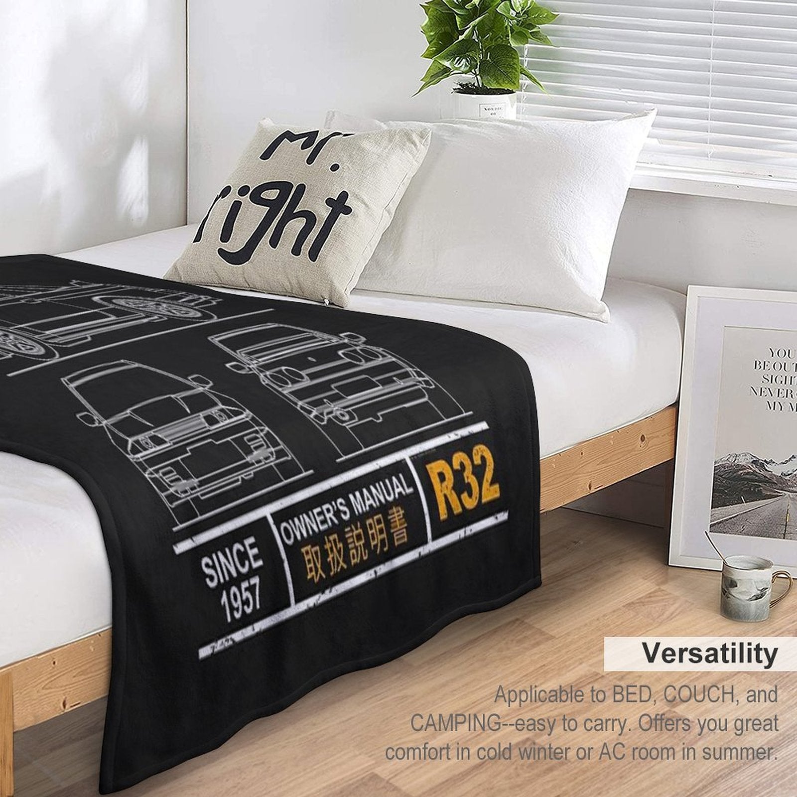 Blueprint of The Skyline R32 Shrink-resistant Throw Blanket