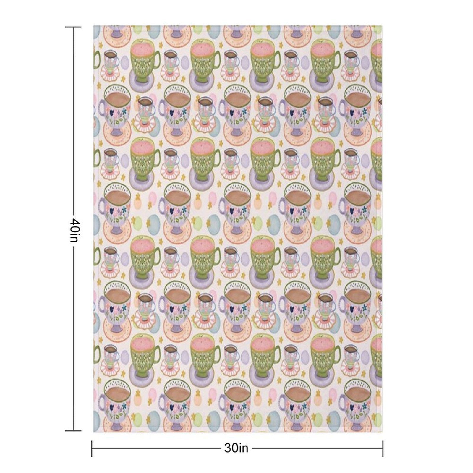 Fancy A Cup of Tea Watercolour Pattern Premium Throw Blanket
