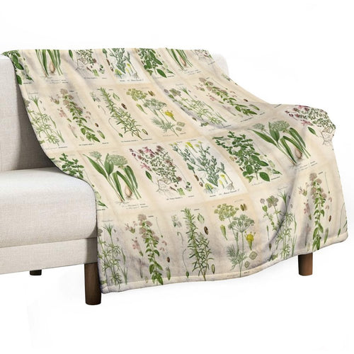 Apothecary Herbs Vintage Botanical Plants Cottagecore Compact Throw Blanket