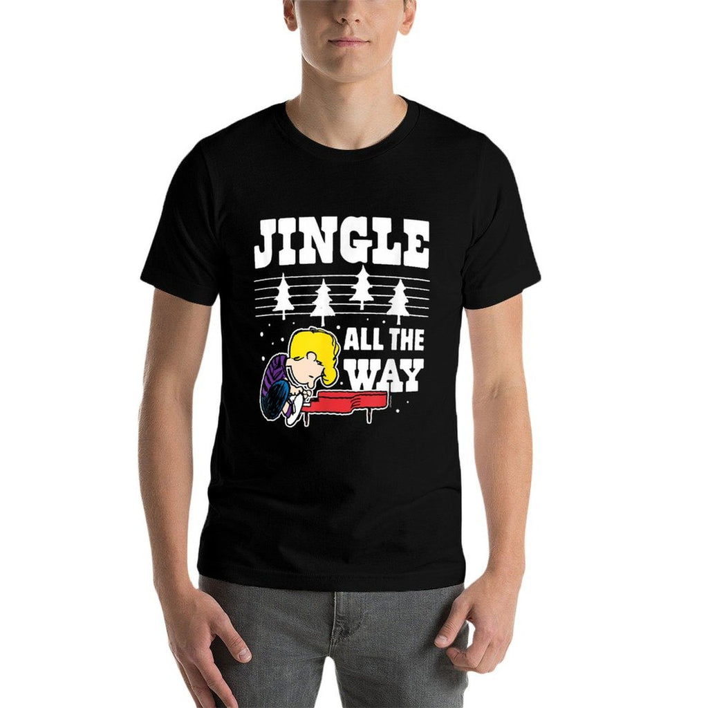 Peanuts - Schroeder Christmas Piano Jingle All The Way  Oversized Silhouette T-Shirt