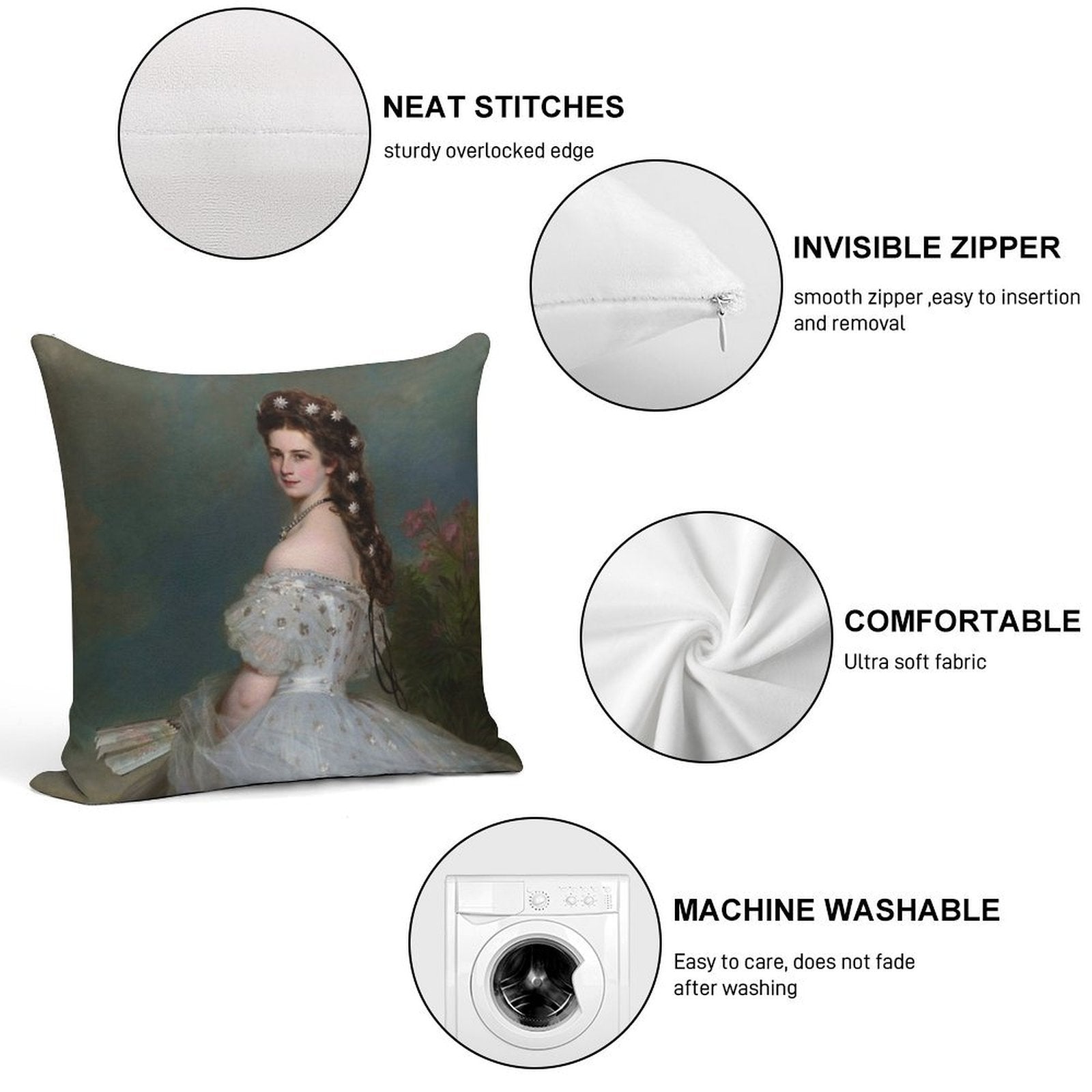 Empress Sisi Elisabeth of Austria (1865) - Franz Xaver Winterhalter Soft Anti-Pilling Throw Pillow