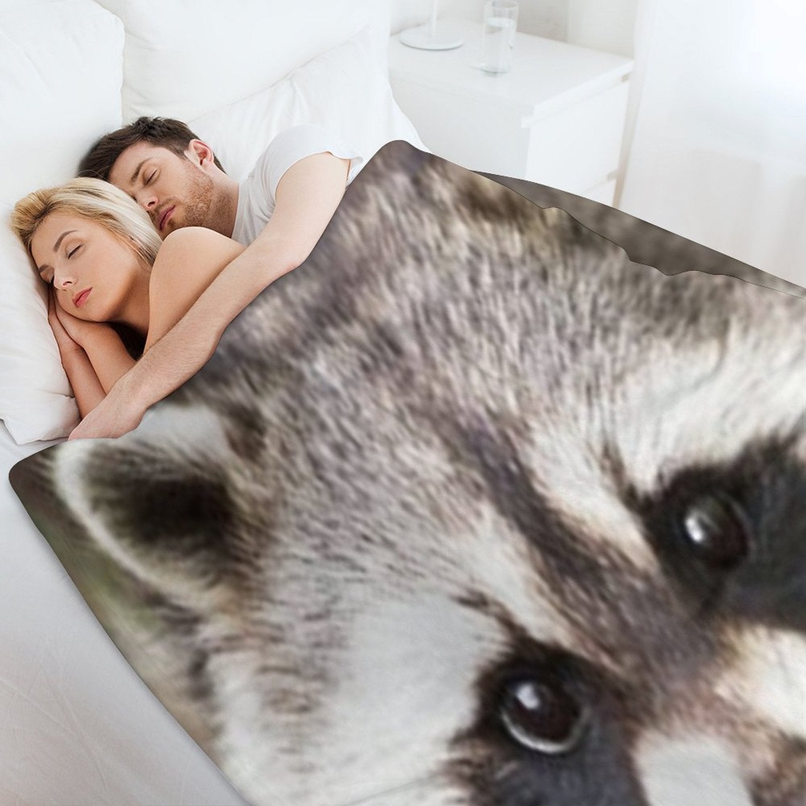 Raccoon Face Plush Throw Blanket