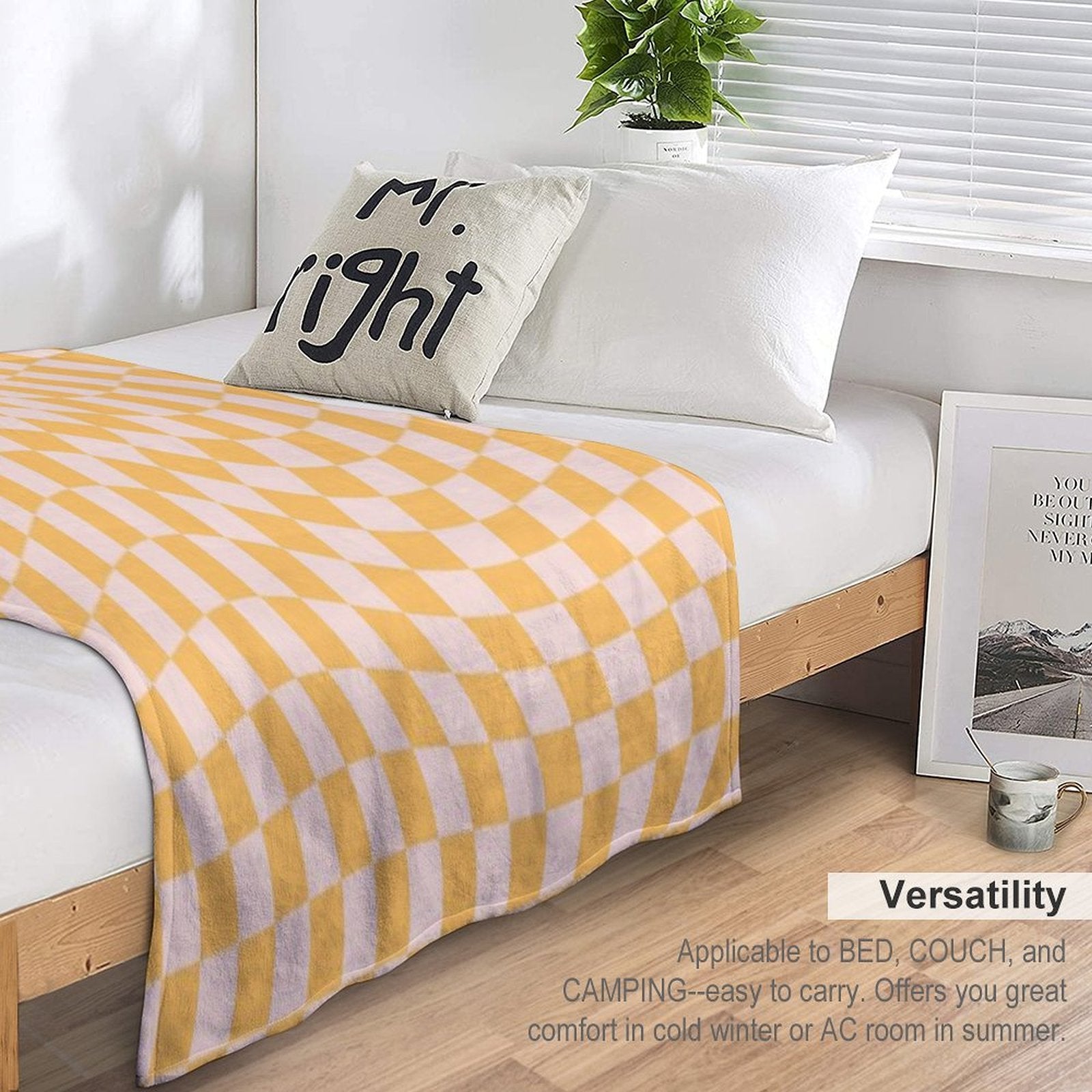 Check I - Yellow Twist Quick-dry Throw Blanket