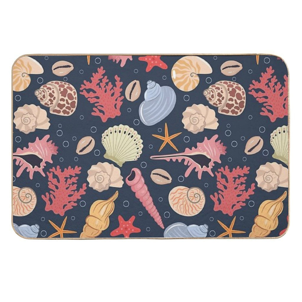 Pattern with Sea Shells  Eco-Friendly Bath Mat