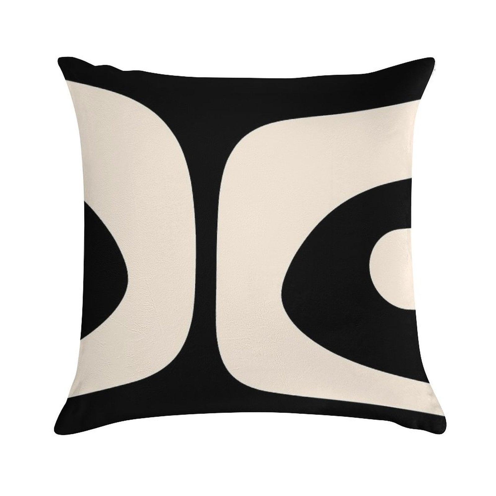 Retro Piquet Mid Century Modern Abstract Pattern 2 in Black And Almond Cream Soft Luxury Feel Throw Pillow