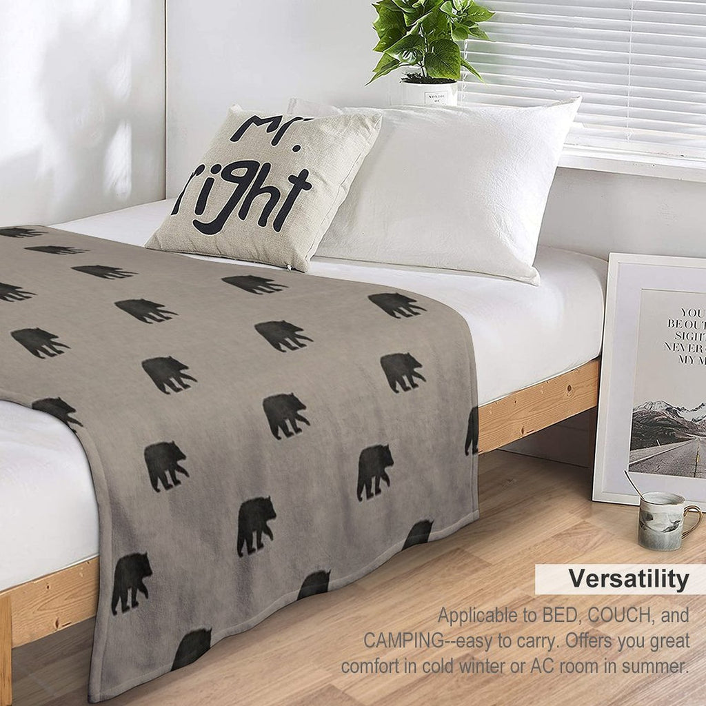 Black Bear Silhouette(s) Wrinkle-free Throw Blanket
