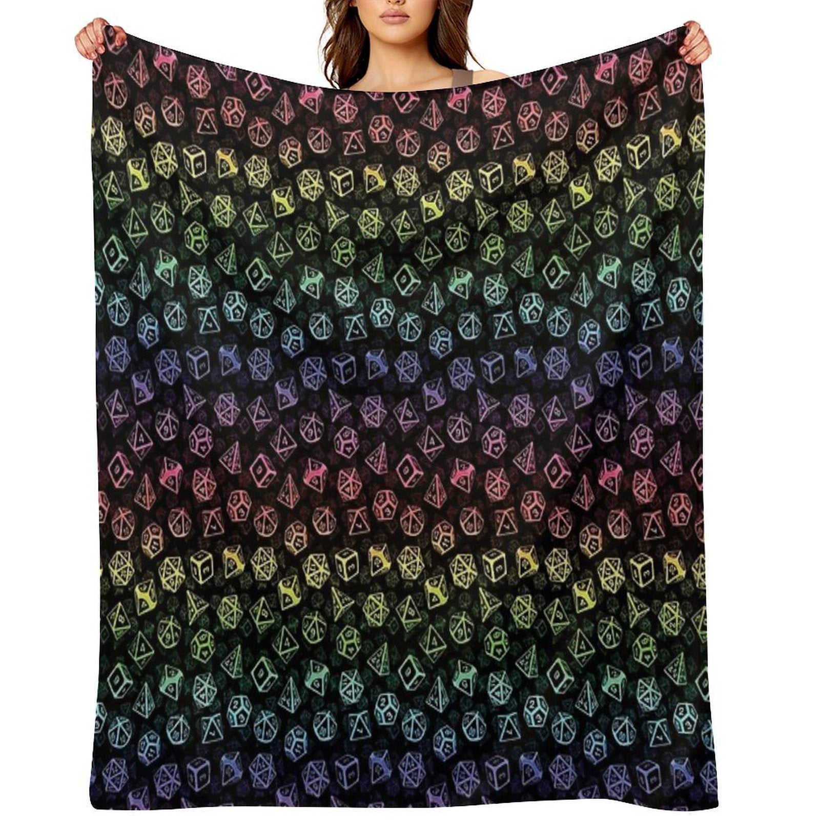 D20 Dice Set Pattern (Rainbow) Versatility Throw Blanket