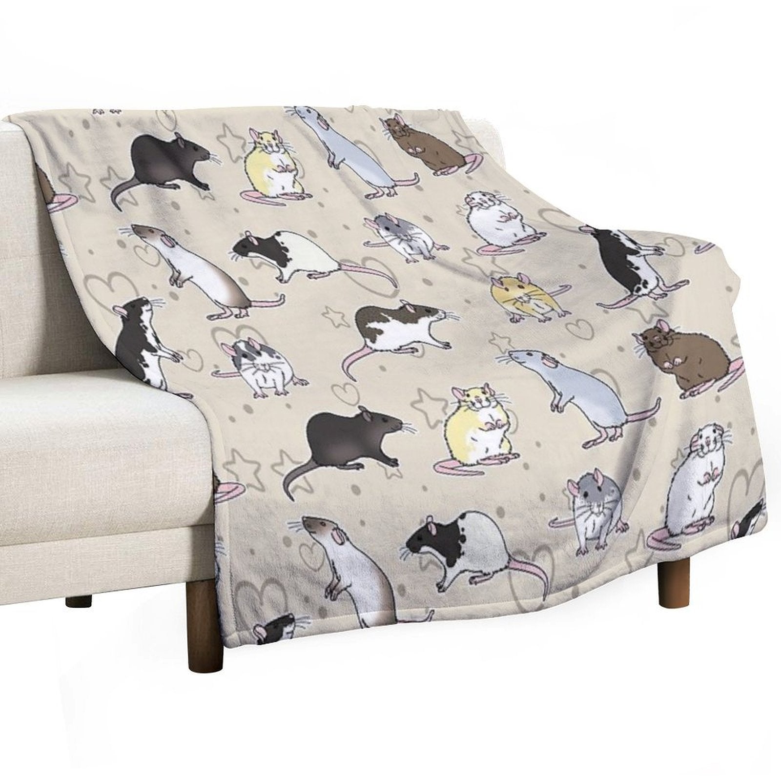 Fancy Rats Pattern Simple But Cute Gift-ready Throw Blanket