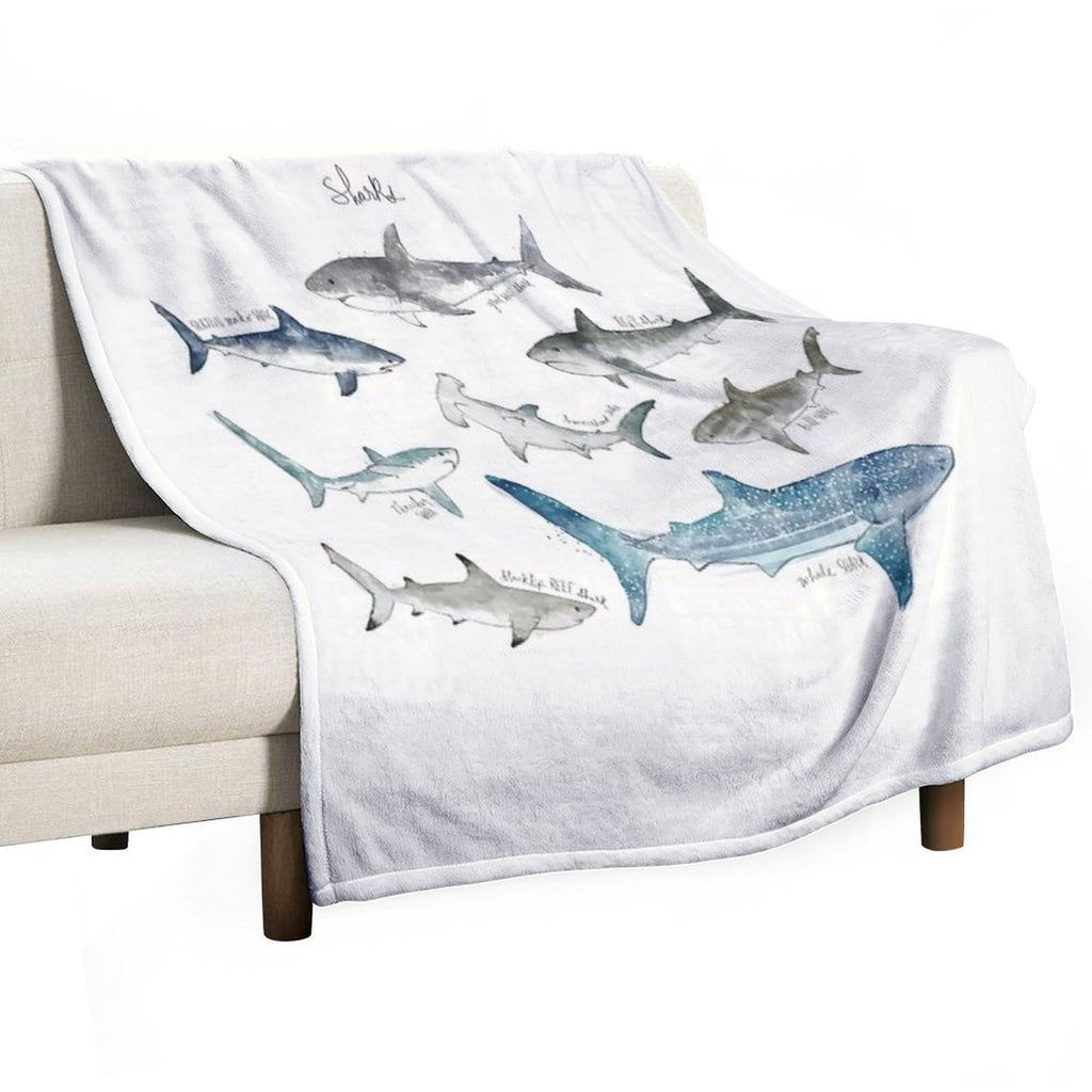 Sharks - Landscape Format Velvety-soft Throw Blanket