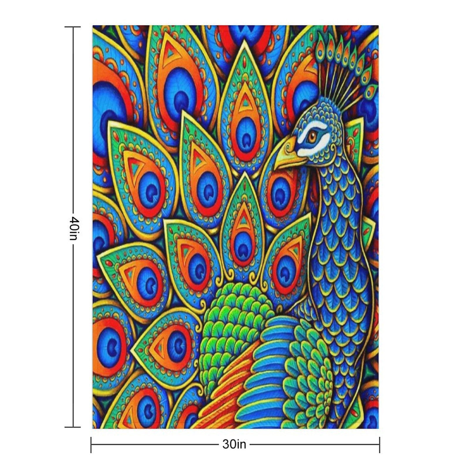 Colorful Paisley Peacock Rainbow Bird Machine-washable Throw Blanket