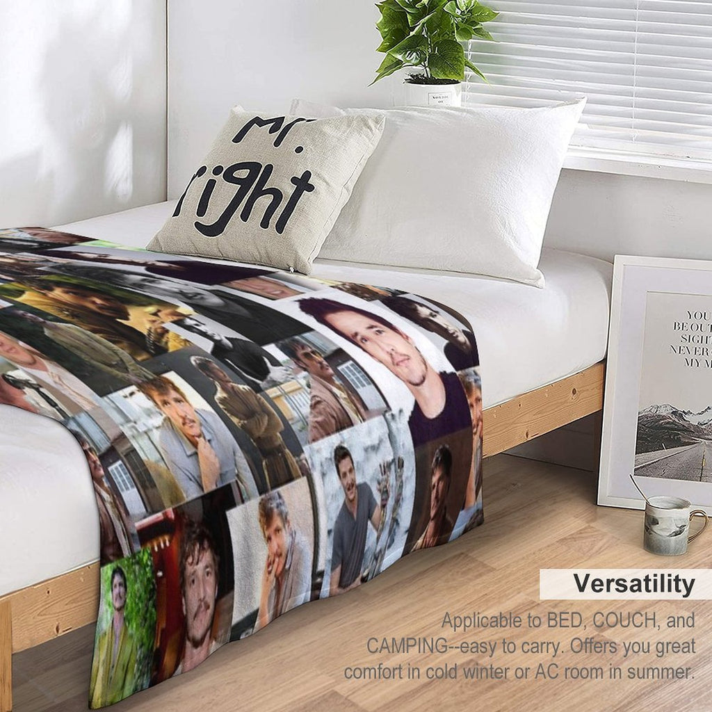 Pedro Pascal Abstract Seamless Collage Travel-friendly Throw Blanket
