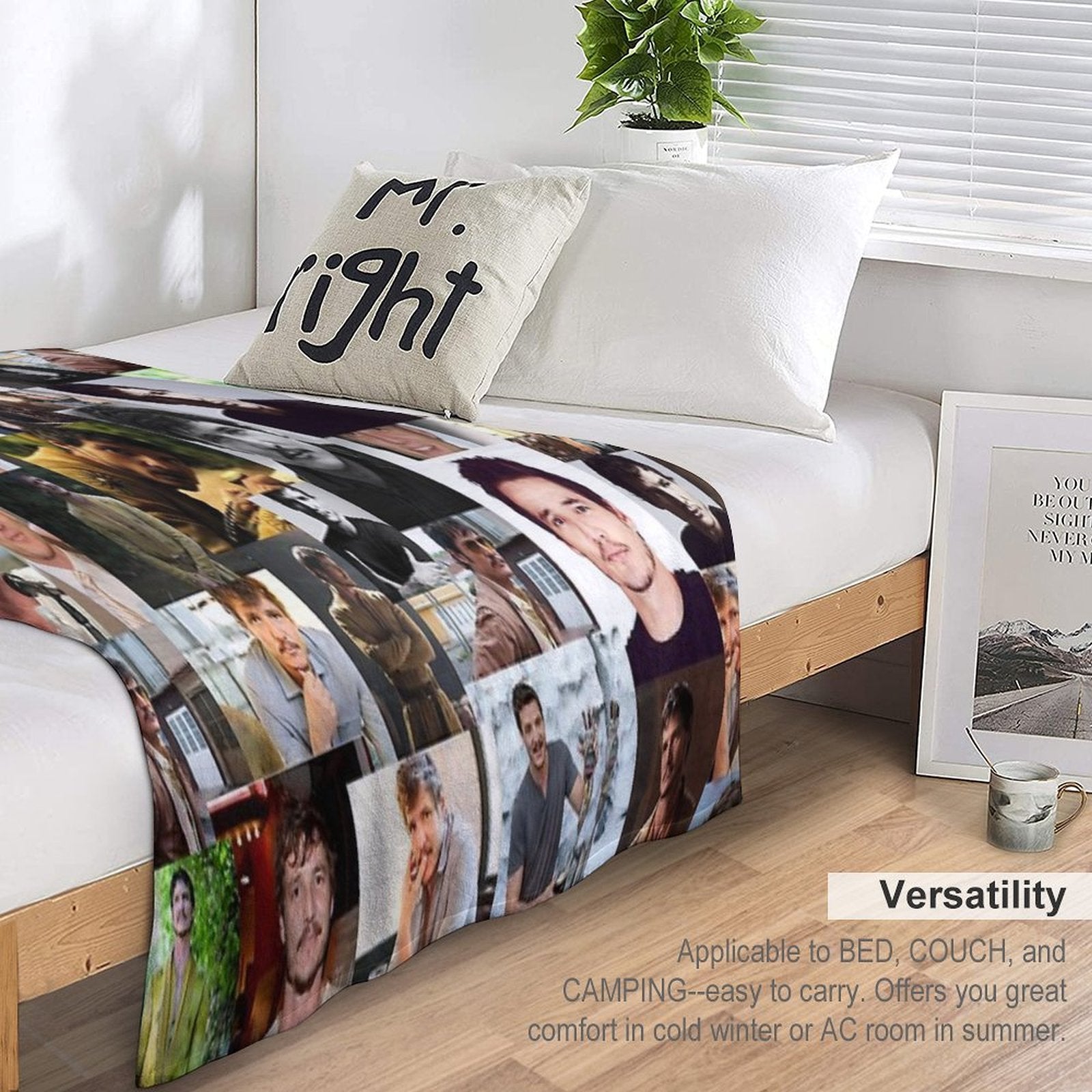 Pedro Pascal Abstract Seamless Collage Travel-friendly Throw Blanket