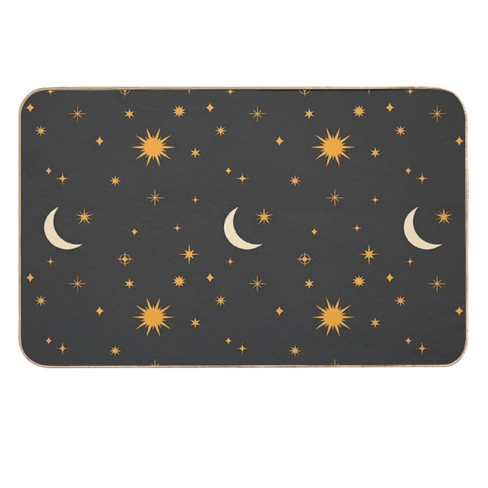 Retro Celestial Pattern 01 - Black  Non-Slip Bath Mat