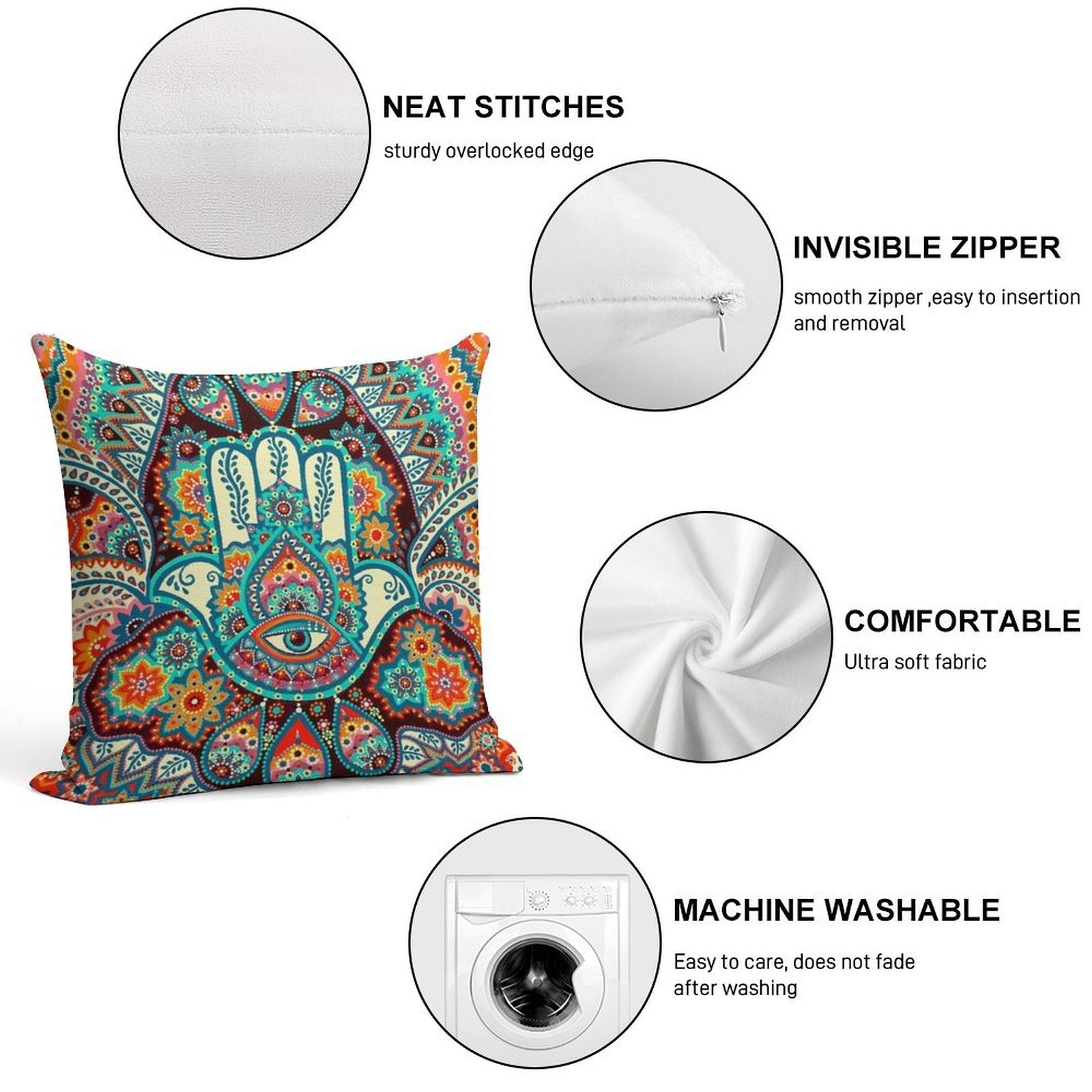 Hamsa Hand Soft Easy Maintenance Throw Pillow