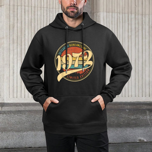 50 Year Old BDay Vintage 1972 Limited Edition 50th Birthday Kangaroo Pocket Hoodie