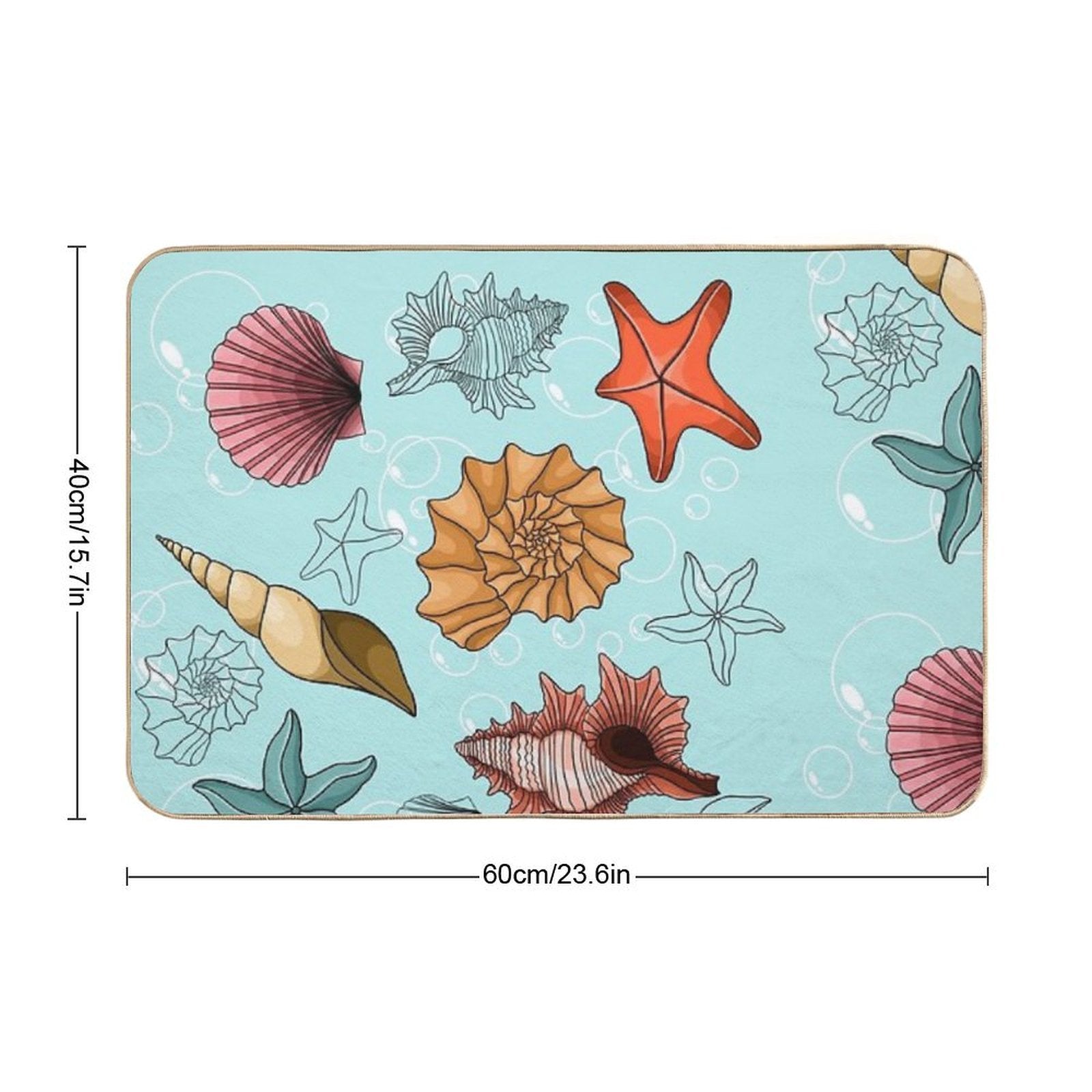 Marine Theme, Sea, Background, Beach, Summer, Ornament, Underwater, Starfish, Shells  Non-Slip Bath Mat