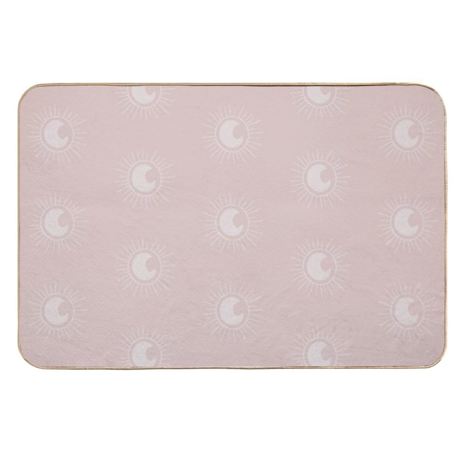 Boho Sun And Moon Pattern Bohemian Aesthetic In Muted Colors Pale Pink  Easy To Clean Bath Mat