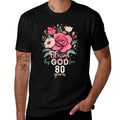 Blessed By God For 80 Years Rose Religious 80th Birthday  Soft T-Shirt