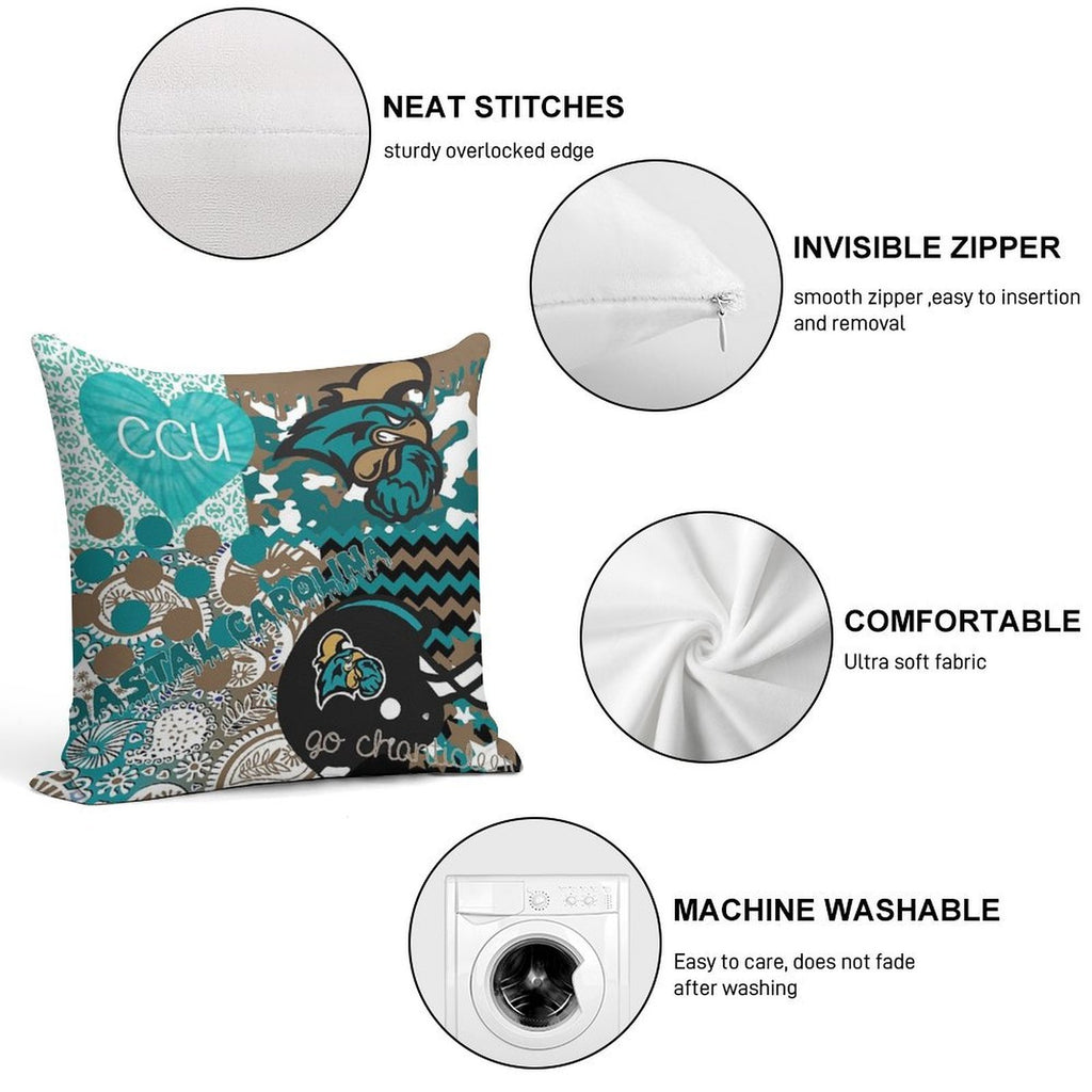 Coastal Carolina University Collage Soft Multiple Sizes Throw Pillow