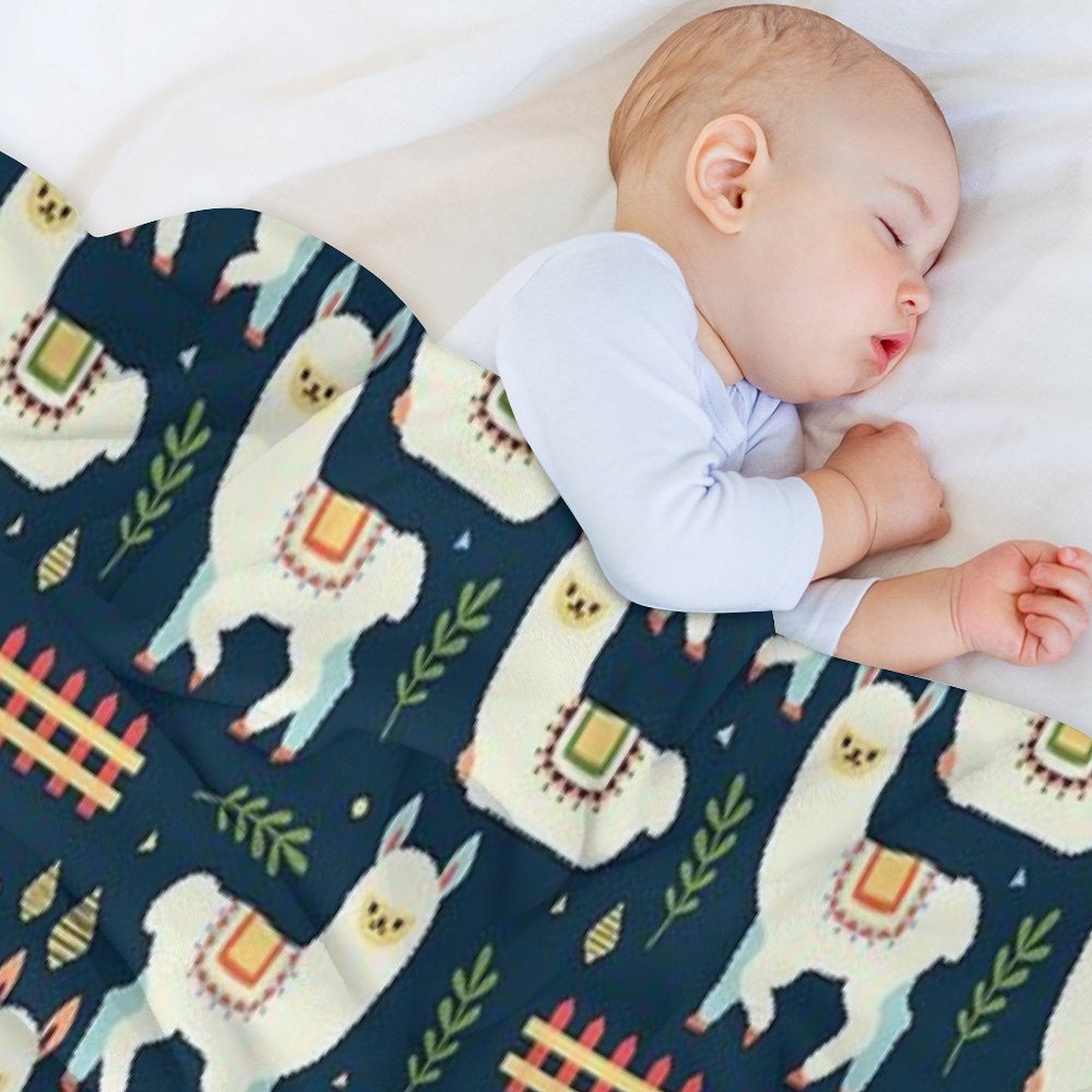 Cute Alpaca Pattern Travel-friendly Throw Blanket