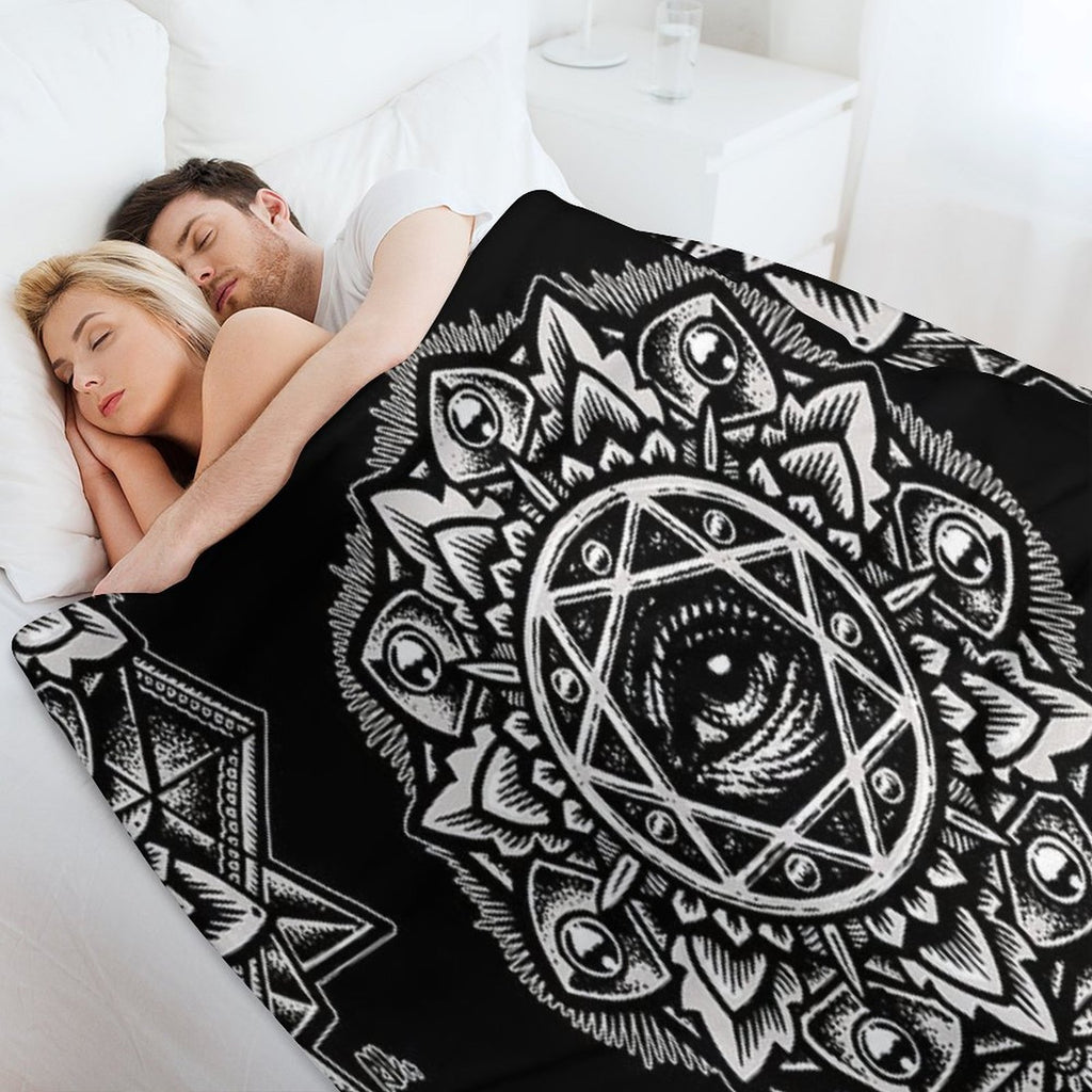 Eye of God Flower Mandala Multi-functional Throw Blanket