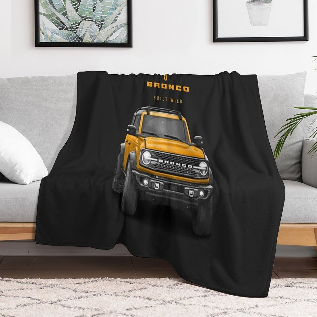 Bronco And Logo - Cyber Orange Sustainable Throw Blanket