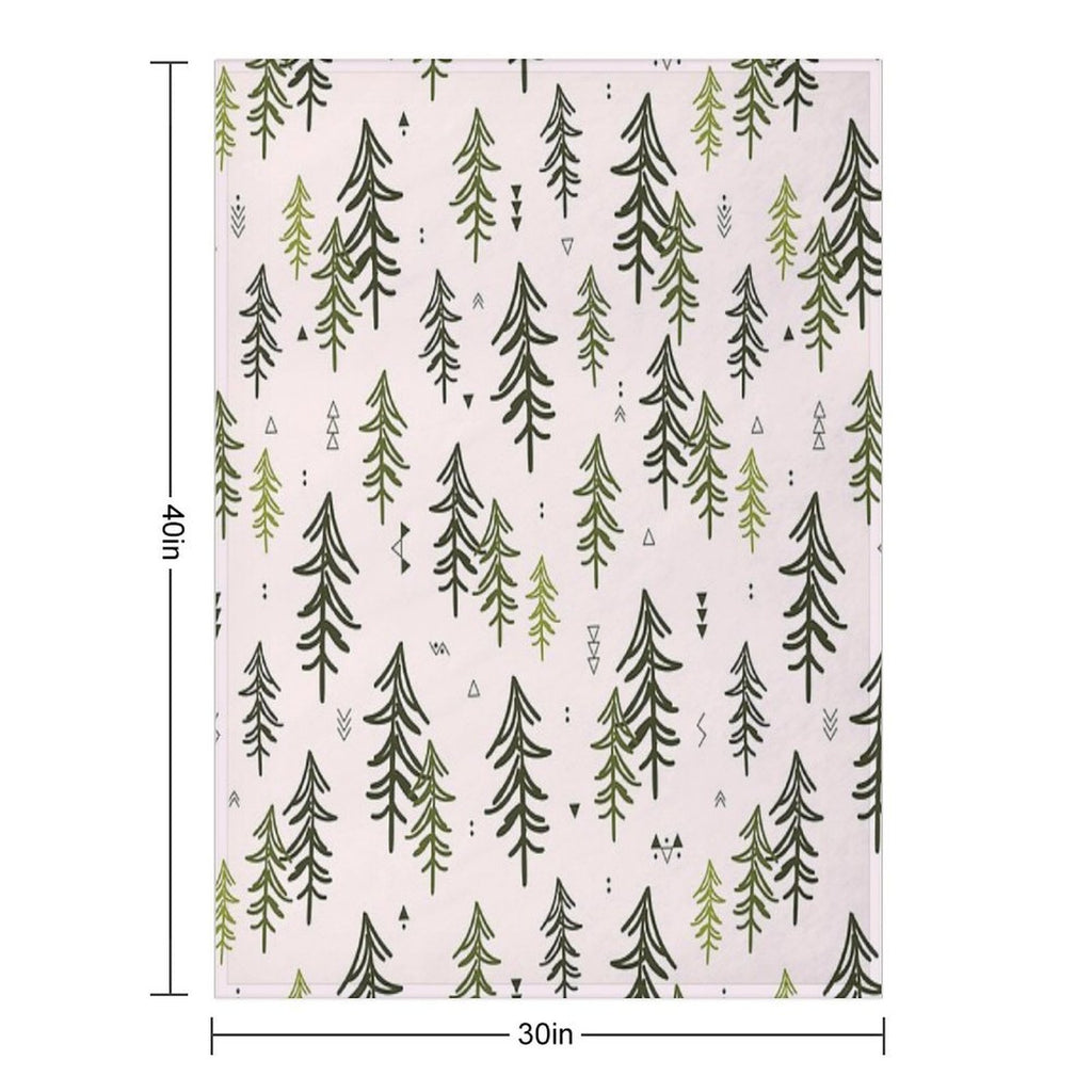Doodled Fir Trees Pattern Sustainable Throw Blanket