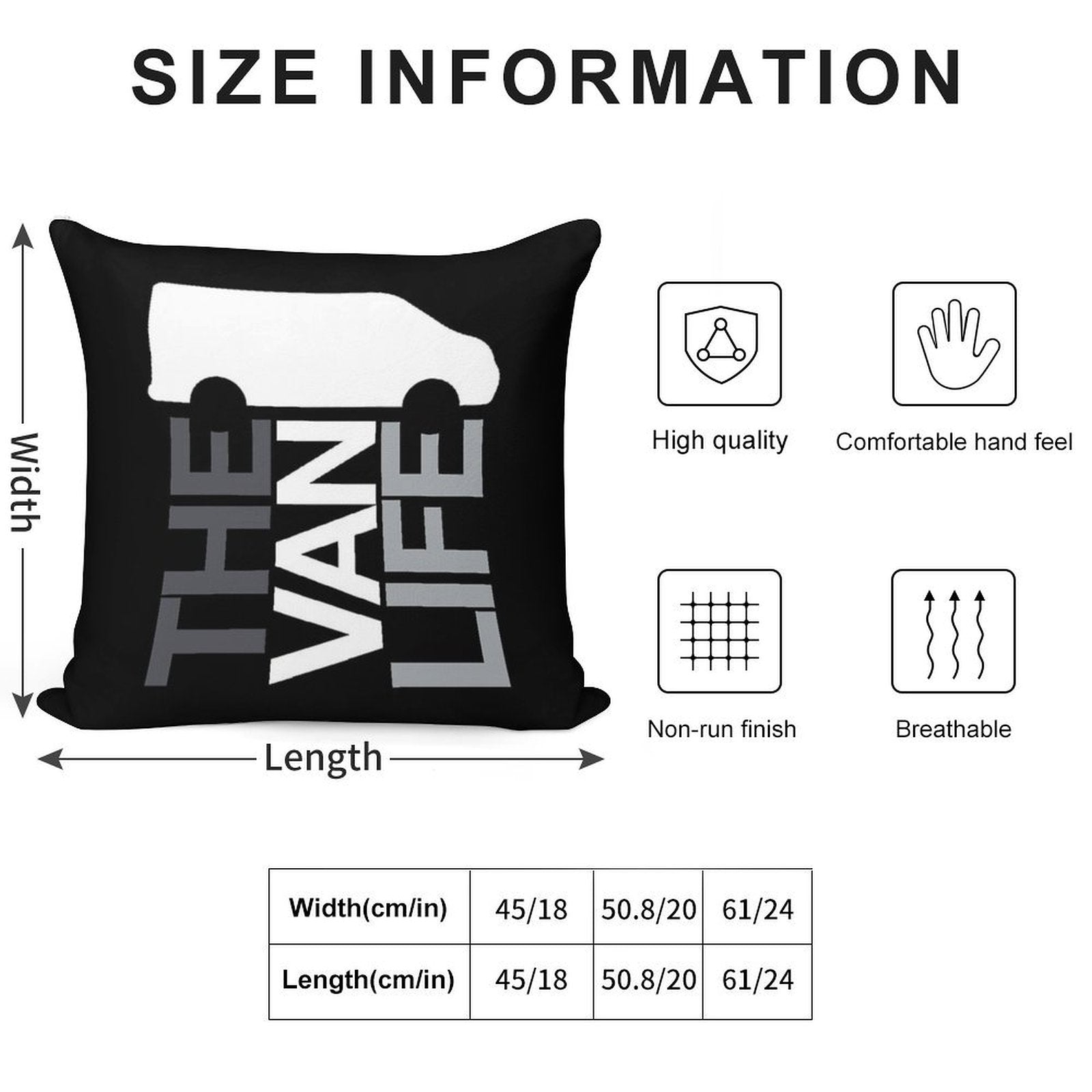 The Van Life Logo  Greyscale Soft Shrink-Resistant Throw Pillow