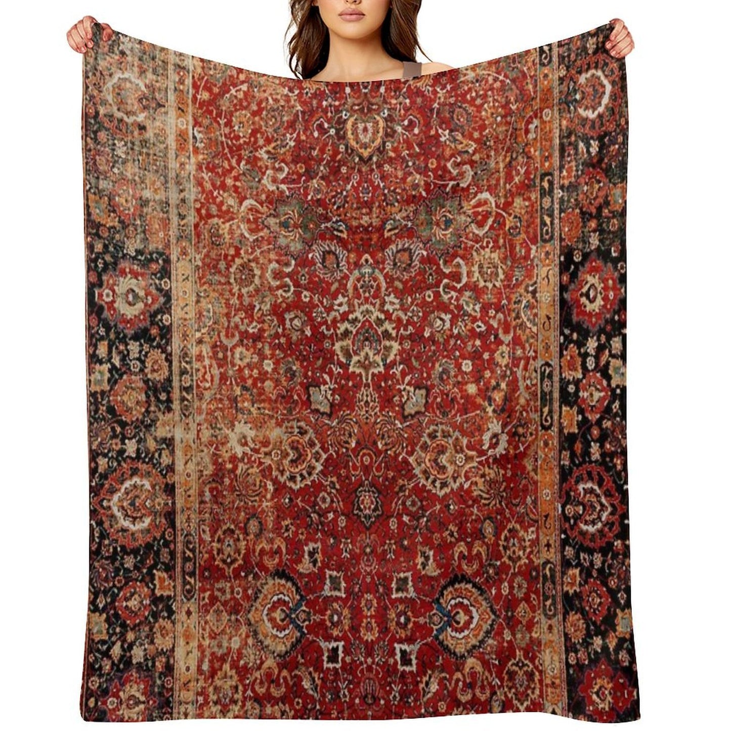 17th Century Afghanistan Rug Print Gift-ready Throw Blanket