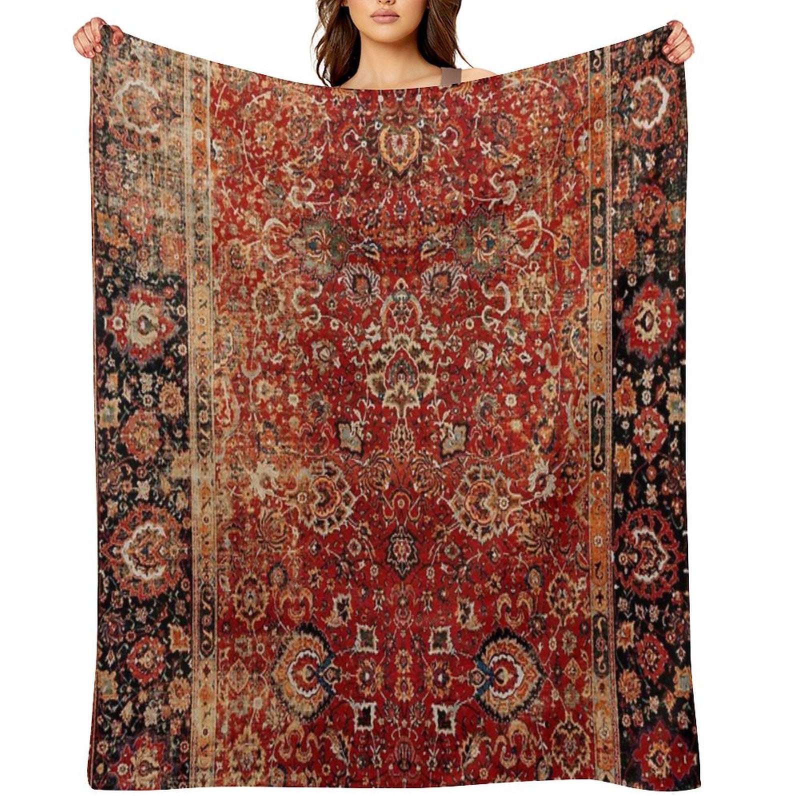17th Century Afghanistan Rug Print Gift-ready Throw Blanket