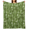 Mushrooms in Green Lightweight Throw Blanket