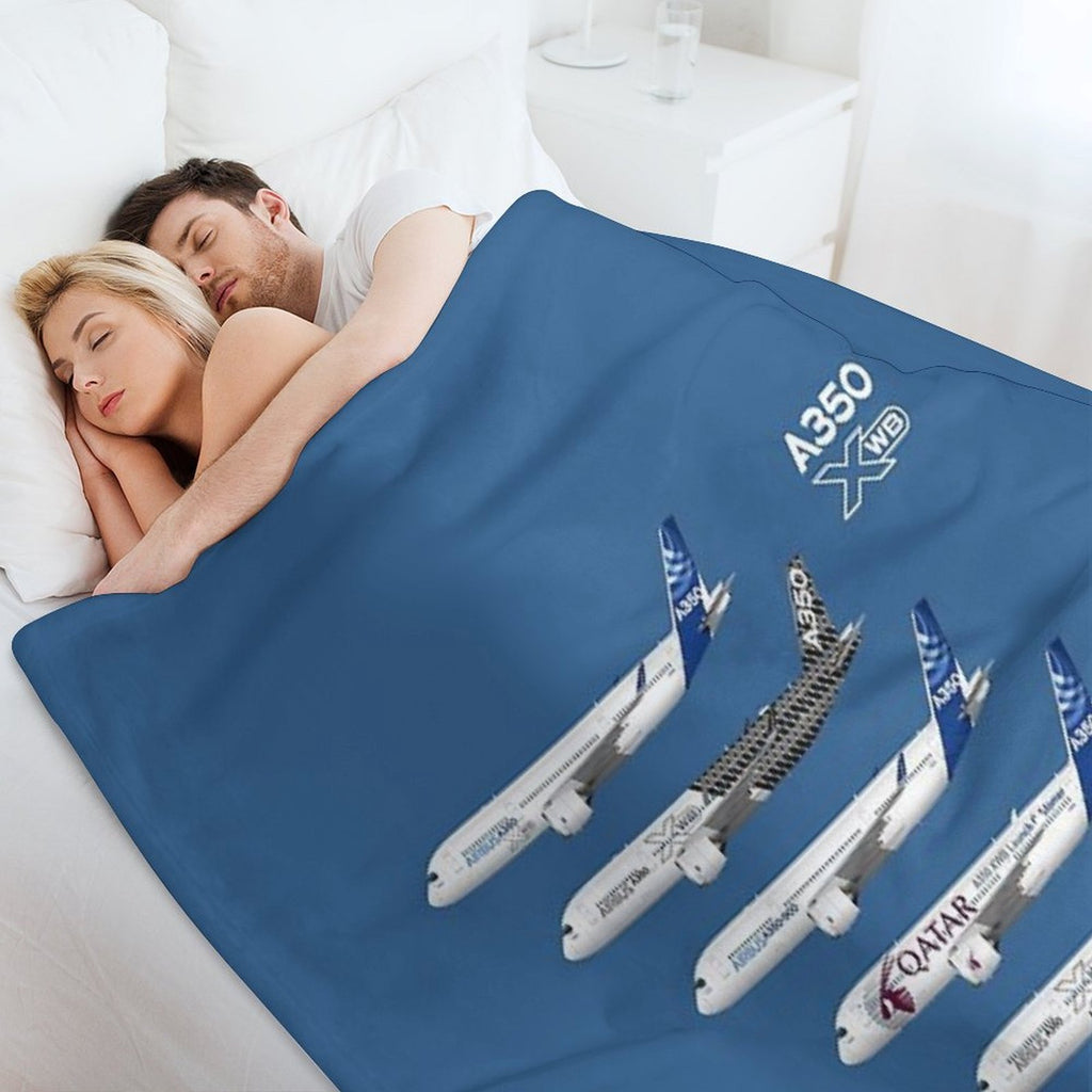 Airbus A350 Test Aircraft Fleet Illustration Lightweight Throw Blanket