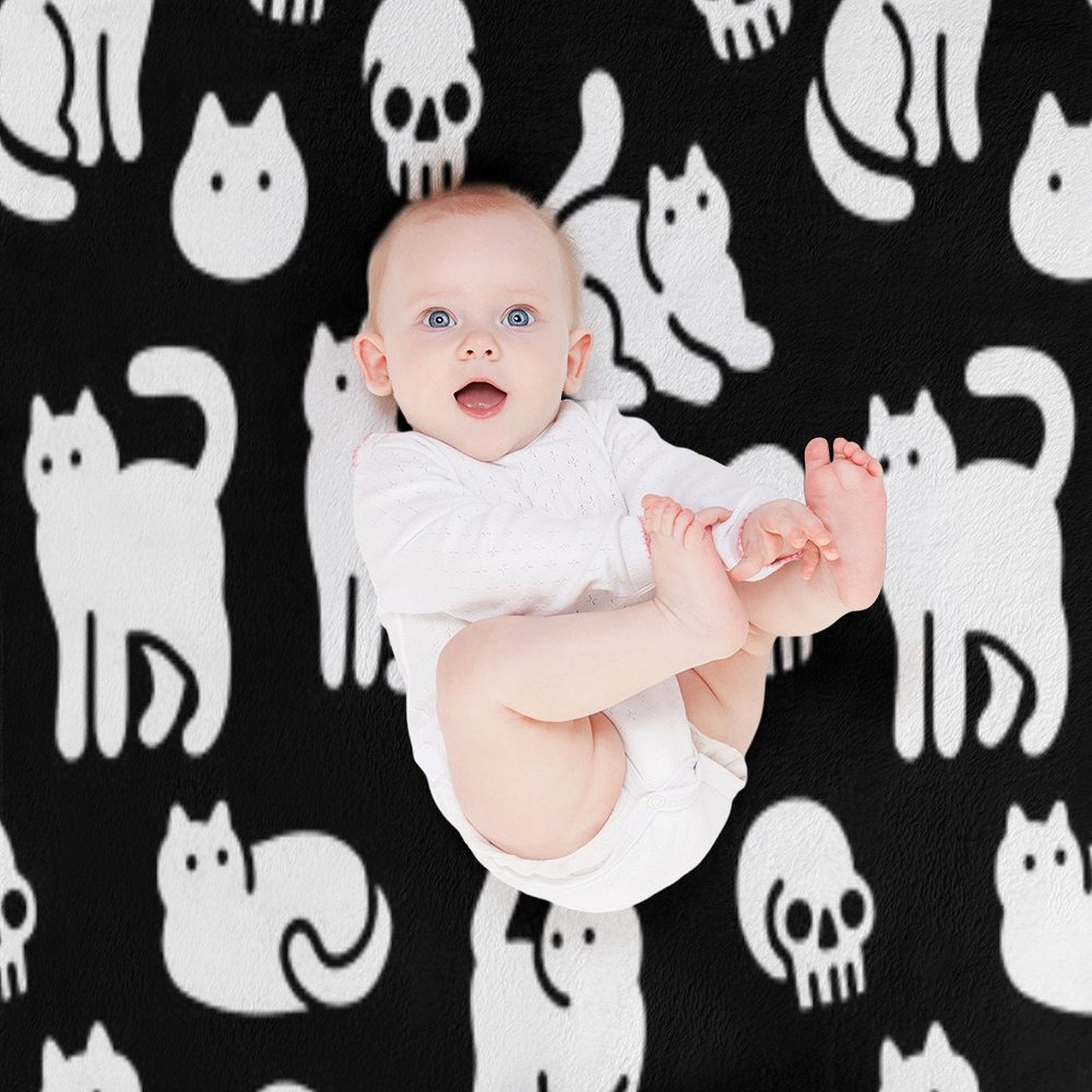 Cats And Skulls Pattern Premium Throw Blanket