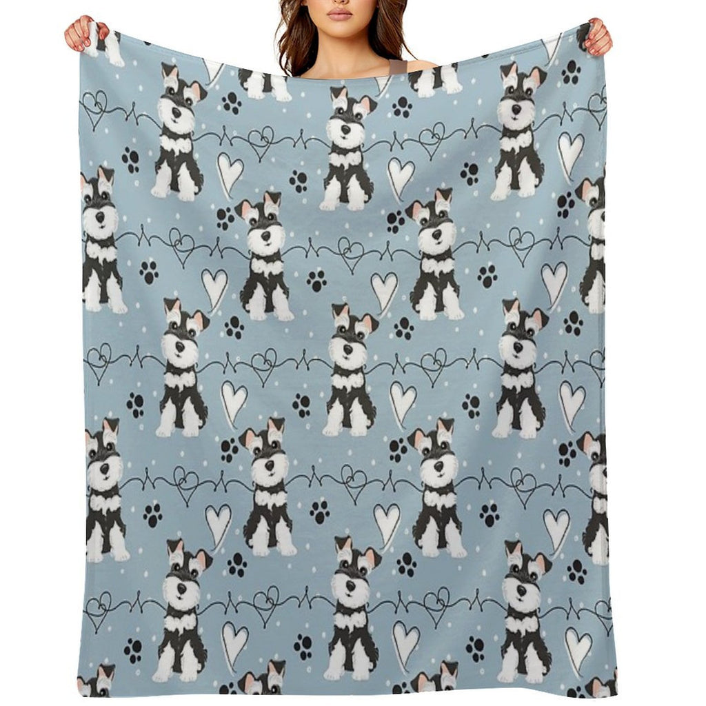 Love Black And White Miniature Schnauzer Anti-pilling Throw Blanket