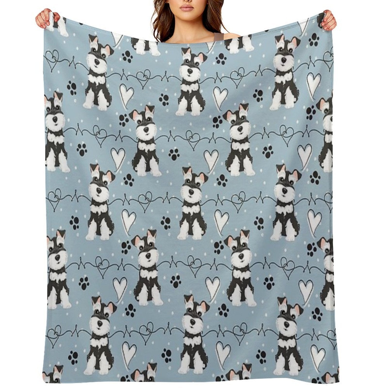 Love Black And White Miniature Schnauzer Anti-pilling Throw Blanket