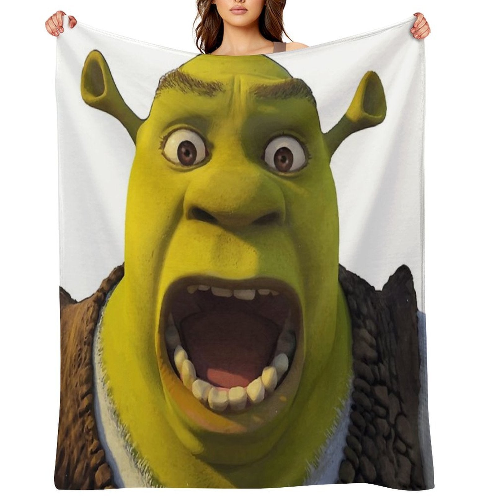 Surprised Shrek Meme Sticker – Funny Ahh! You Just Scared Shrek Decal Easy Care Throw Blanket