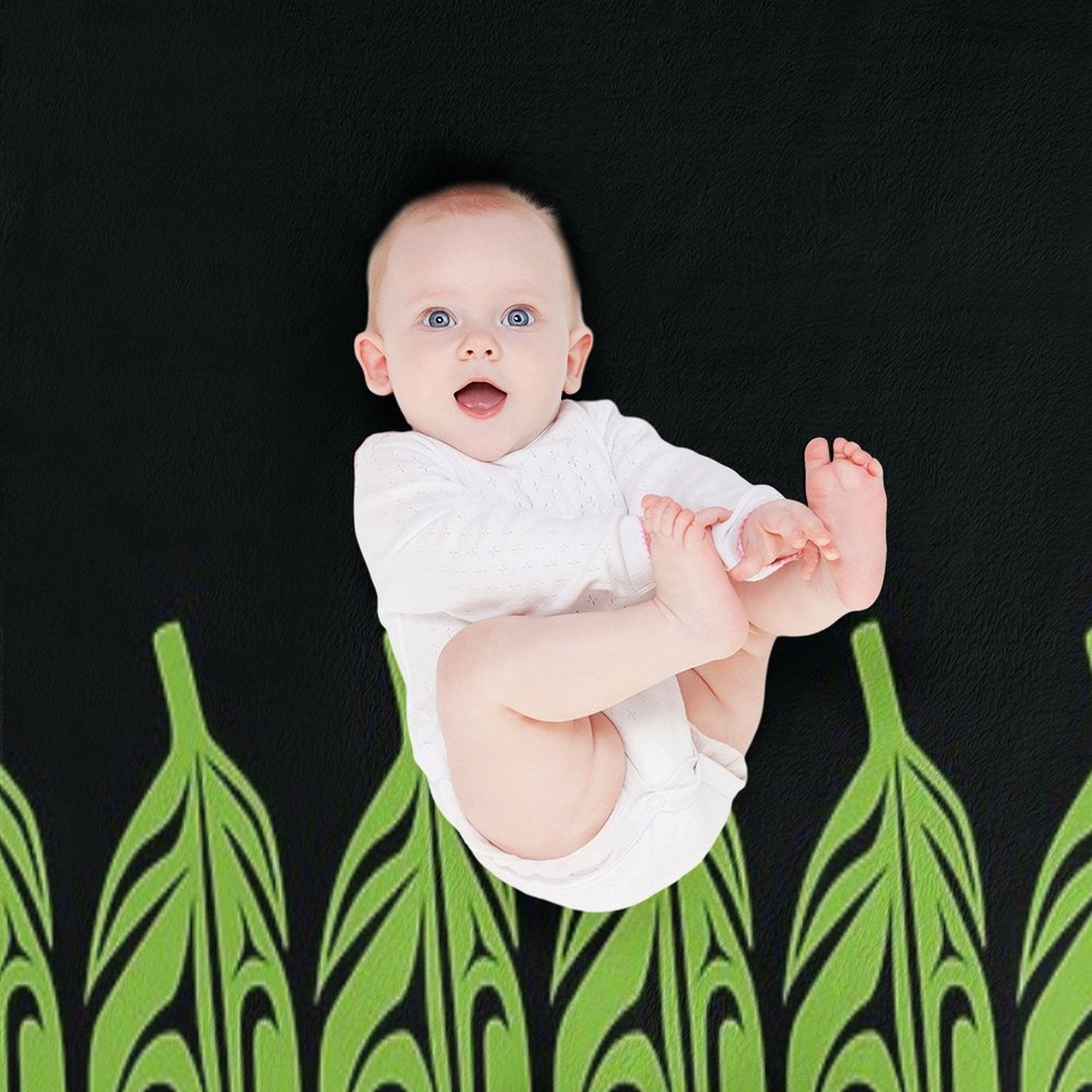 Feathers - Lime Green on Black Shrink-resistant Throw Blanket