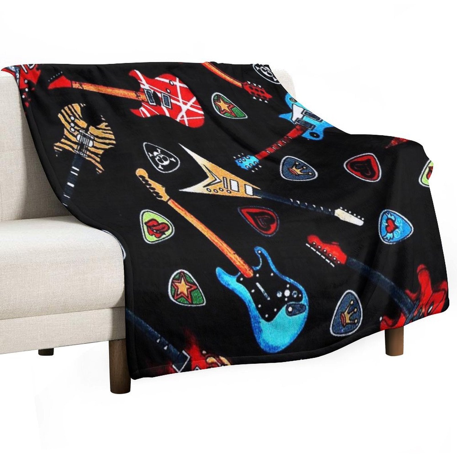 Electric Rock Guitars Velvety-soft Throw Blanket