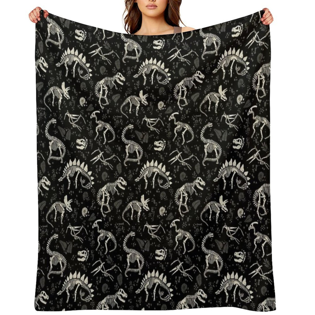 Excavated Dinosaur Fossils Machine-washable Throw Blanket