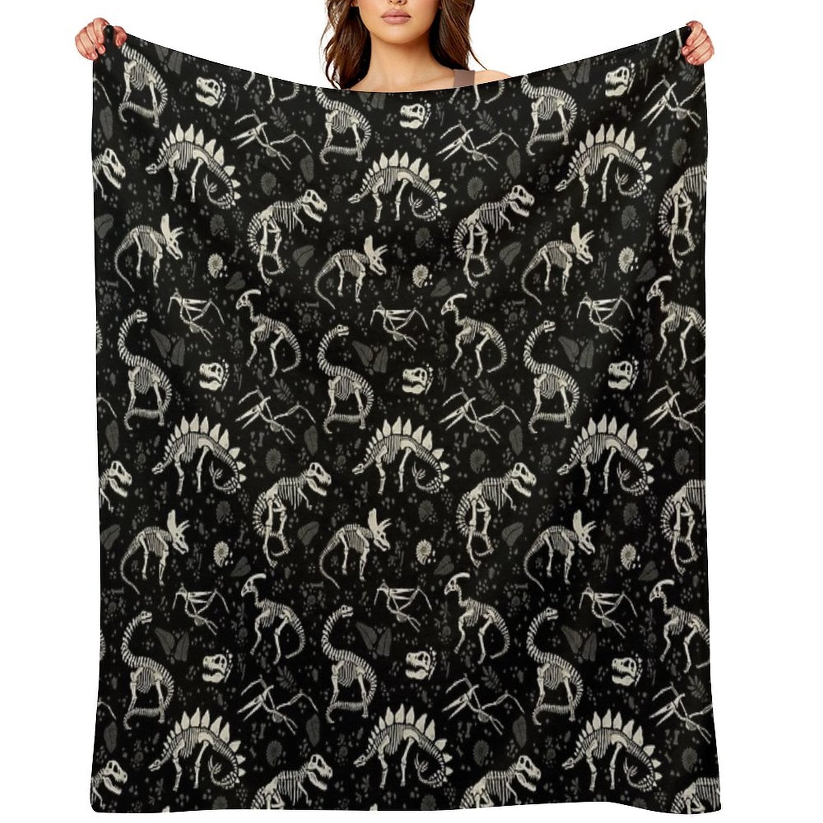 Excavated Dinosaur Fossils Machine-washable Throw Blanket