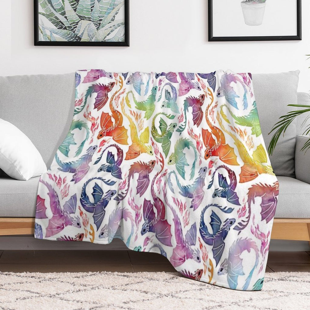 Dragon Fire Rainbow Anti-pilling Throw Blanket