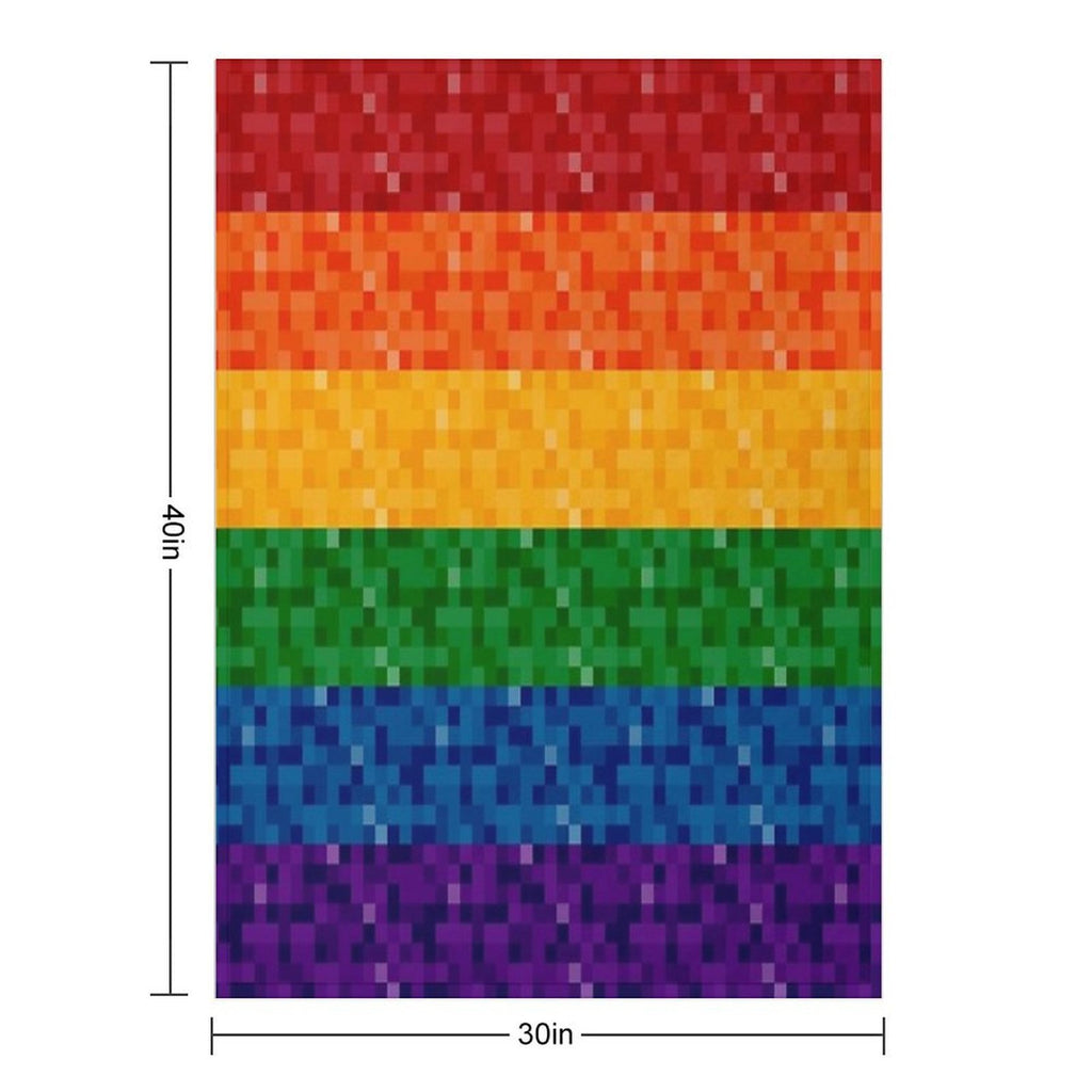 Seamless Repeating LGBTQ Pride Rainbow Pixel Flag Background Machine-washable Throw Blanket